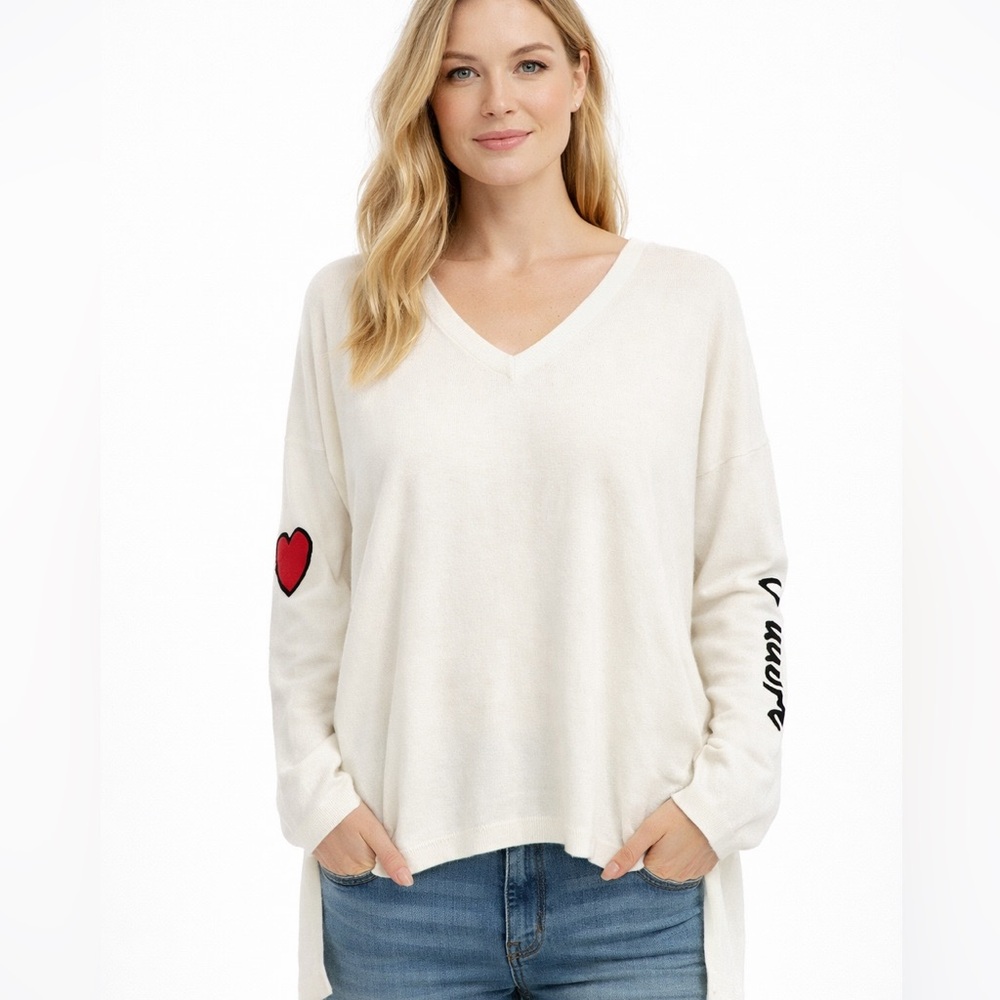 BRODIE Fine Cashmere Oversized V-Neck Sweater Cotton Cashmere Blend Relaxed Fit